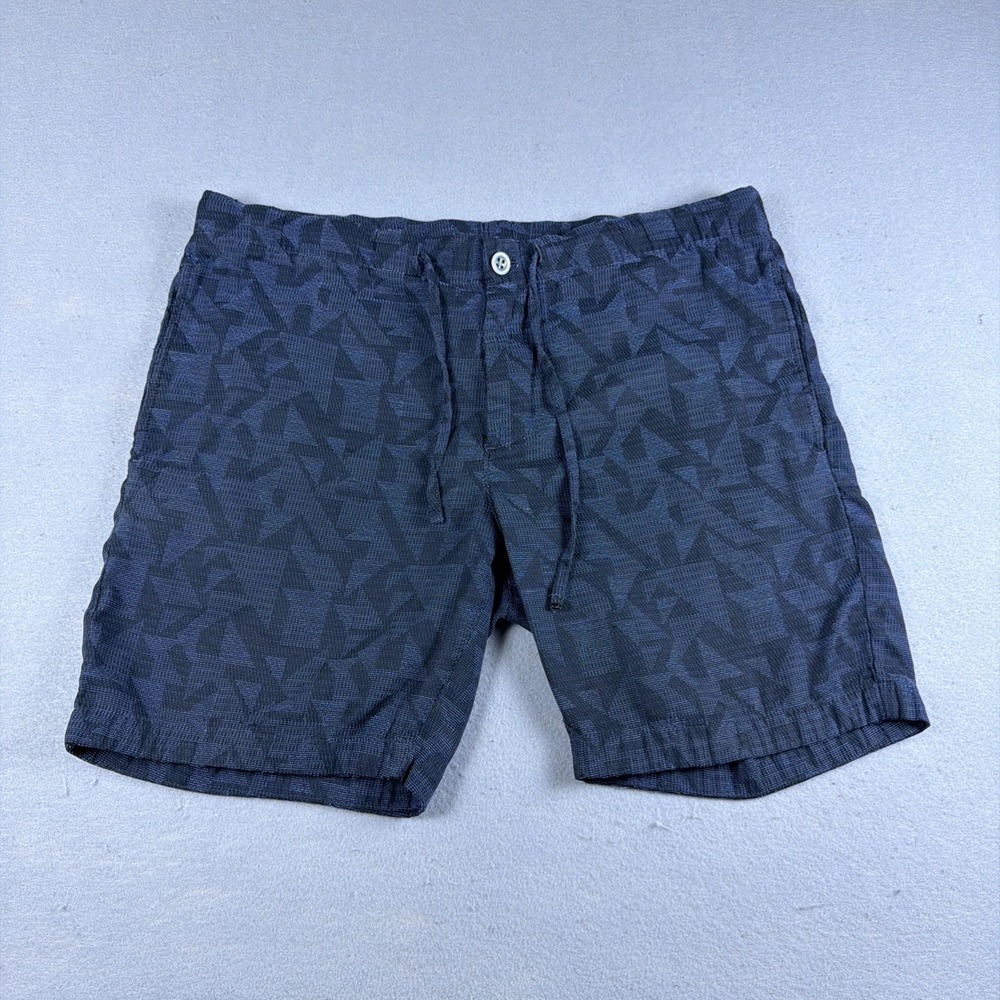 Bonobos Beach Shorts Mens 33 Blue Geometric Print 7" Inseam Casual Drawstring
